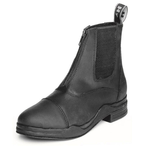 HyLAND Wax Leather Zip Boot in Black size 3