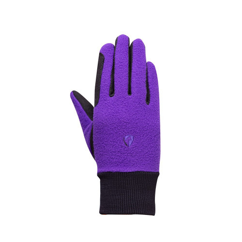 Hy Equestrian Children's Winter Two Tone Riding Gloves - Black/Purple - Child Large