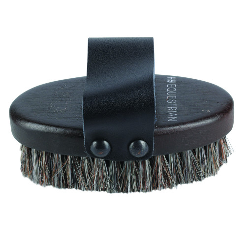 HySHINE Deluxe Horse Hair Wooden Body Brush in Dark Brown Small