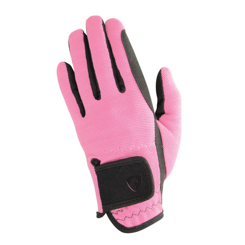 Hy5 Children's Every Day Two Tone Riding Gloves in Black and Pink in Child small