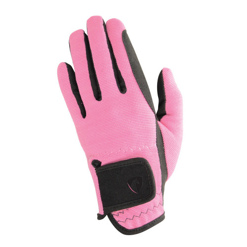 Hy Equestrian Children's Every Day Two Tone Riding Gloves - Black/Pink - Child Small