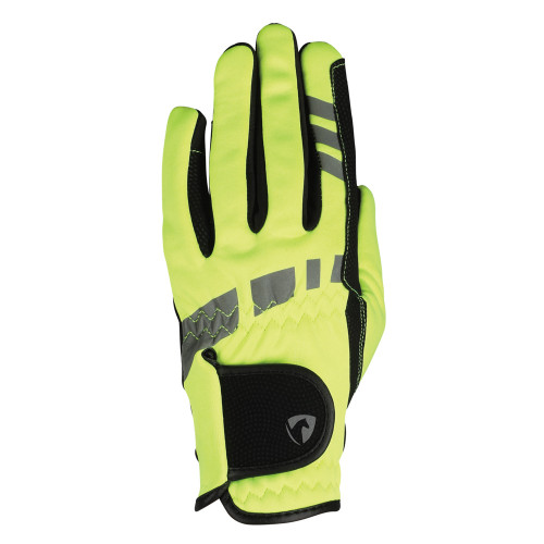 Hy Equestrian Extreme Reflective Softshell Gloves - Reflective Yellow - Child Small