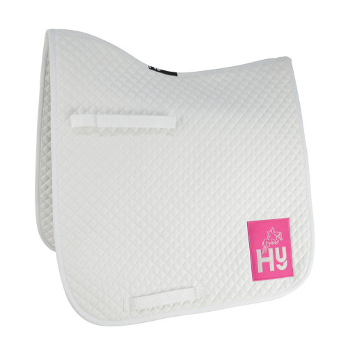 Full View HyWITHER Embroidered Competition Dressage Pad in White in Cob/Full Size