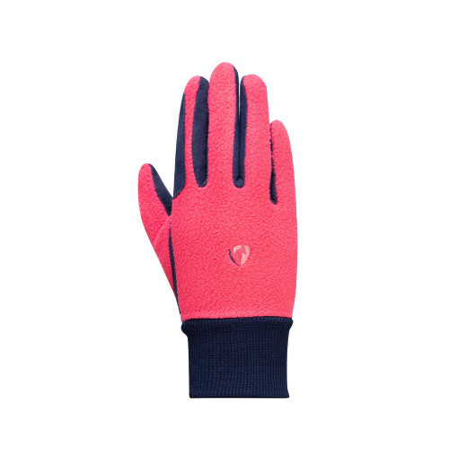 Hy Equestrian Children's Winter Two Tone Riding Gloves - Navy/Raspberry - Child Small