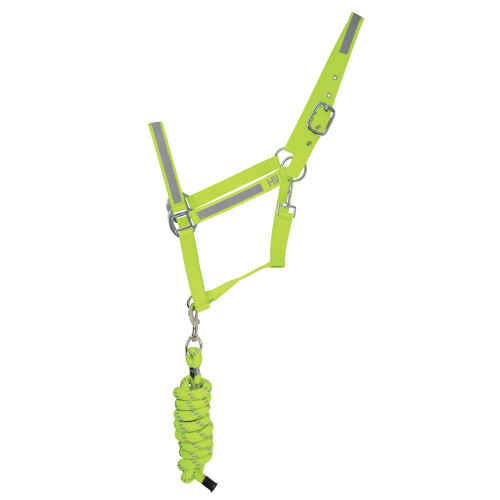 Reflector Head Collar and Lead Rope by Hy Equestrian in Pony Size in Yellow