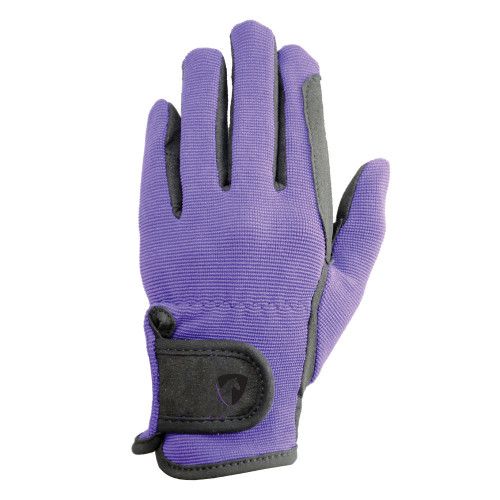 Hy5 Children's Every Day Two Tone Riding Gloves in Black and Purple in Child small