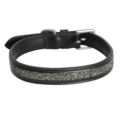 Hy Encrusted Dog Collar - Black - 12"