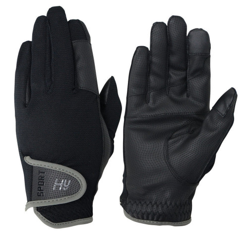 Hy5 Sport Dynamic Lightweight Riding Gloves in Black/Charcoal Grey in extra small