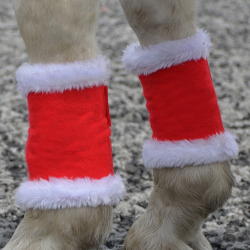 Hy Christmas Santa Horse Leg Wraps (Set of 4) - Red/White - Cob/Horse