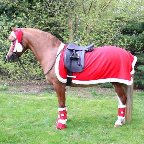Hy Equestrian Christmas Santa Exercise Sheet - Red/White - 4'9 