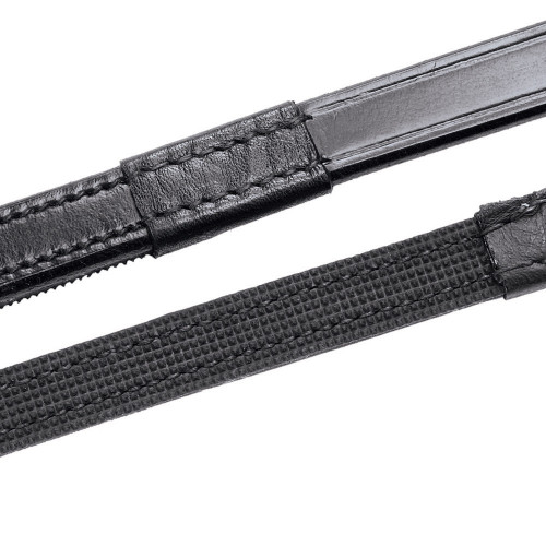 Hy Half Rubber Show Reins - Black - Pony 1/2''