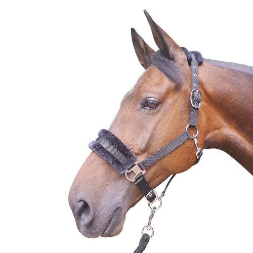 Pony Headcollar Reflective Padded Small Head Collar Humane Black Grey & Red