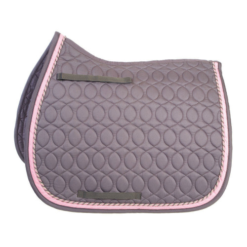 HySPEED Deluxe Saddle Pad with Cord Binding in Grey/Grey, Pink & Silver Cord in pony