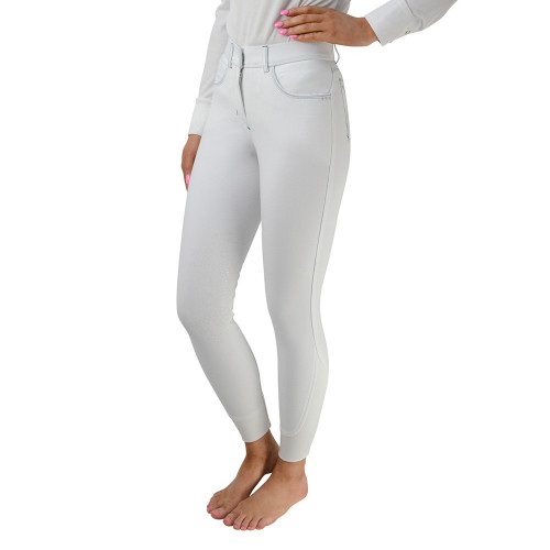 HyPERFORMANCE Olympian Ladies Breeches - Arctic White/Royal Blue - 26"