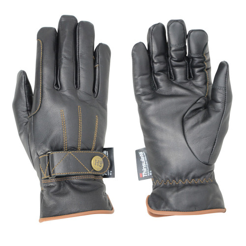 Hy Hy5 Adults Leather Thinsulate Winter Riding Gloves Black/Dark Brown XS-XL 