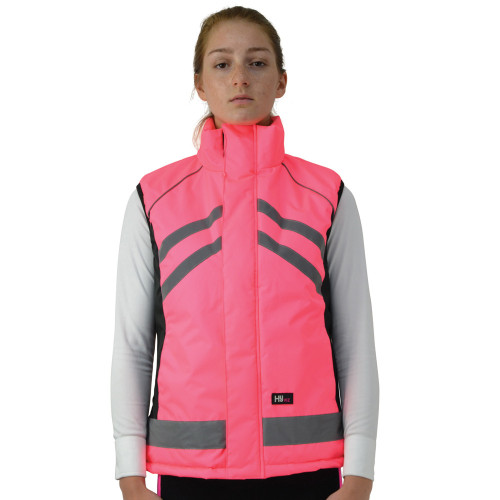 Front View HyVIZ Padded Gilet in Pink in Small