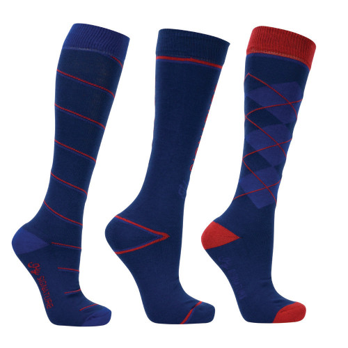 Hy Signature Socks (Pack of 3) in Navy, Red and Blue in Adult sizes 4-8