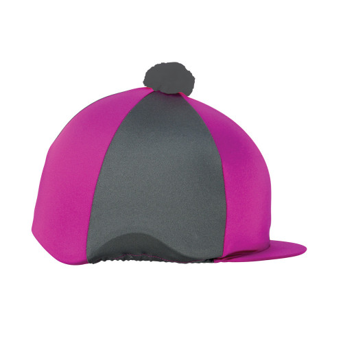 HyFASHION Two Tone Bobble Hat Cover - Cerise/Dark Grey - One Size