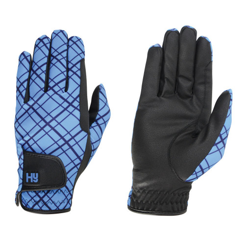 Hy5 Lightweight Printed Riding Gloves in Blue Check in extra Large