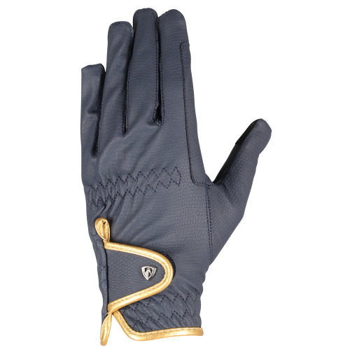 Hy5 Cottenham Elite Riding Gloves in Navy/Gold in extra small