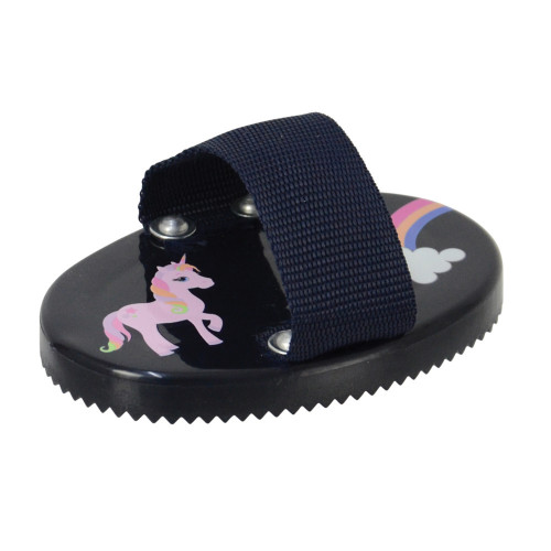 Little Unicorn Curry Comb by Little Rider - Navy/Pink - 12.4 x 8.5cm