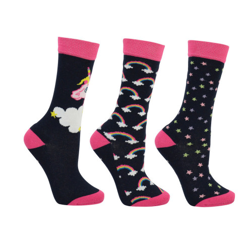 Little Unicorn Socks by Little Rider Pack of 3 With Bamboo and a Padded Sole 