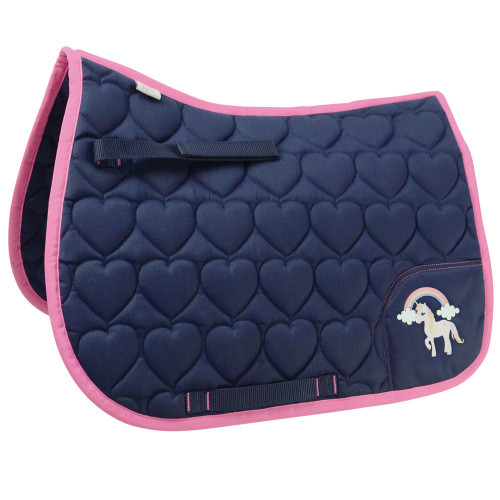 Little Unicorn Saddle Pad by Little Rider - Navy/Pink - Small Pony