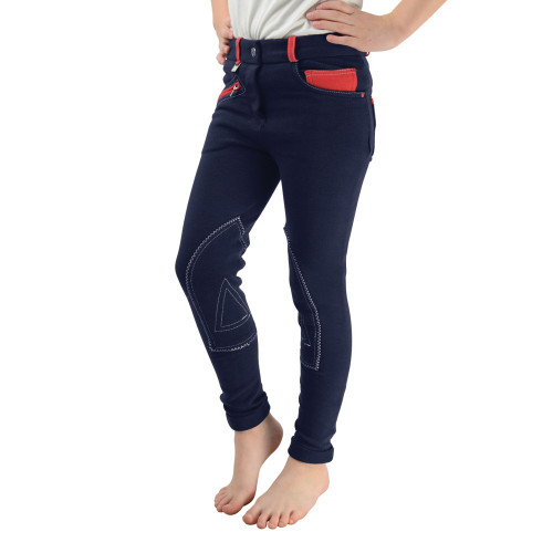 HyPERFORMANCE Diesel Children's Jodhpurs - Navy/Red - 20"