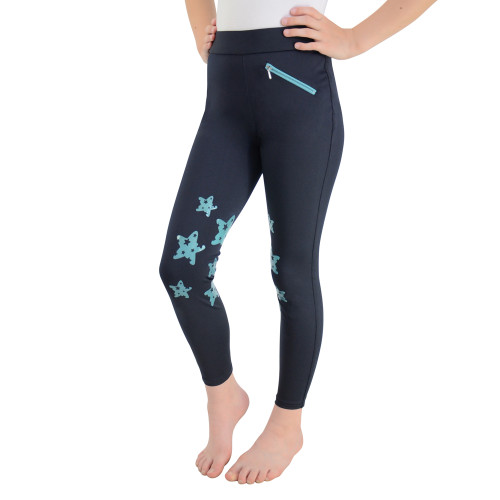 HyPERFORMANCE Theodora Children's Riding Tights - Navy/Teal - 9-10 Years