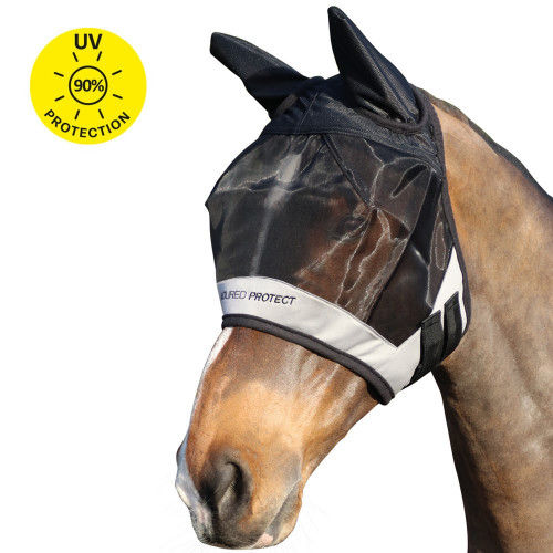 Hy Armoured Protect Half Mask with Ears - Black/Grey - Small Pony