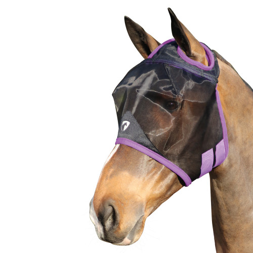 Hy Equestrian Mesh Half Mask without Ears - Black/Grape Royal - Pony
