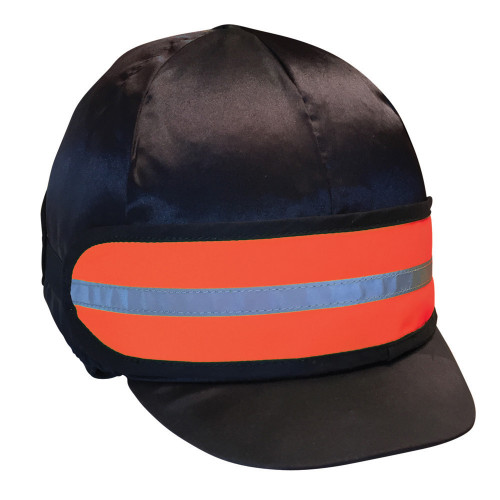Front View Reflector Elasticated Hat Band by Hy Equestrian in One Size in Orange