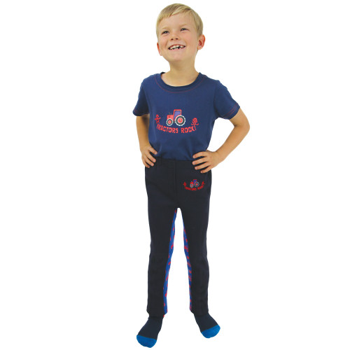Hy Equestrian Tractors Rock Tots Jodhpurs - Navy/Royal Blue/Red - X Large
