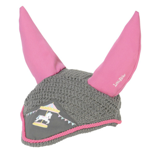 Merry Go Round Fly Veil by Little Rider - Grey/Pink - Small Pony