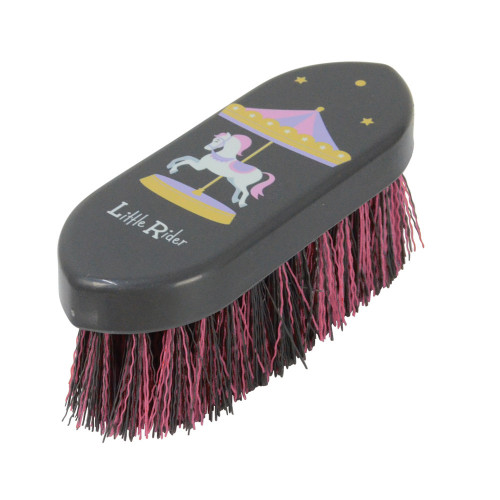 Merry Go Round Dandy Brush by Little Rider - Grey/Pink - 14 x 5cm