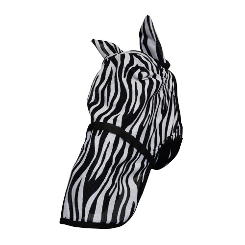 Hy Equestrian Zebra Fly Mask with Ears and Detachable Nose - Black/White - Pony
