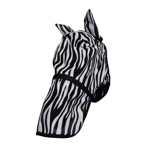 Hy Equestrian Zebra Fly Mask with Ears and Detachable Nose - Black/White - Small Pony