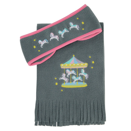 Merry Go Round Head Band and Scarf Set by Little Rider - Grey/Pink - One Size