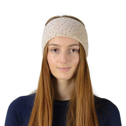Hy Equestrian Alaska Diamante Headband - Beige/Gold - One Size