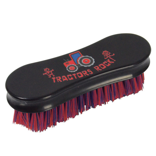 Tractors Rock Face Brush by Hy Equestrian - Navy/Red - 13.9 x 6.9cm