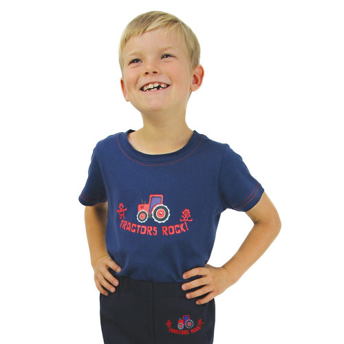 Hy Equestrian Tractors Rock T-Shirt - Navy/Red - 3-4 years