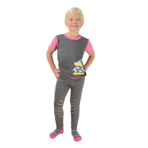 Merry Go Round T-Shirt by Little Rider - Grey/Pink - 3-4 years