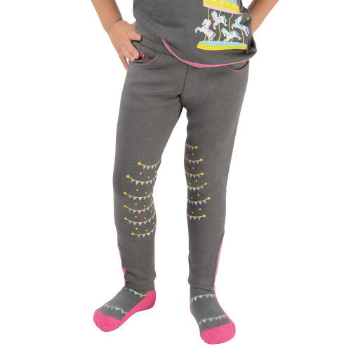 Merry Go Round Pull On Jodhpurs by Little Rider - Grey/Pink - 3-4 Years