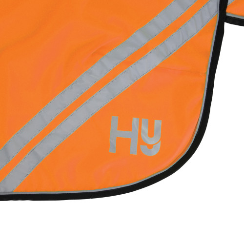 Outside Reflective View Reflector Mesh Exercise Sheet by Hy Equestrian - Orange in 4'6