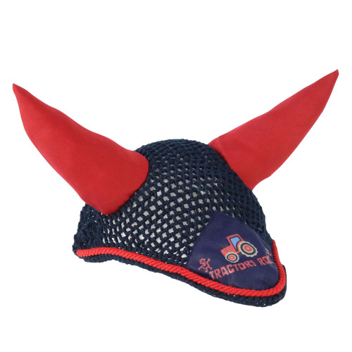 Hy Equestrian Tractors Rock Fly Veil - Navy/Red - Small Pony