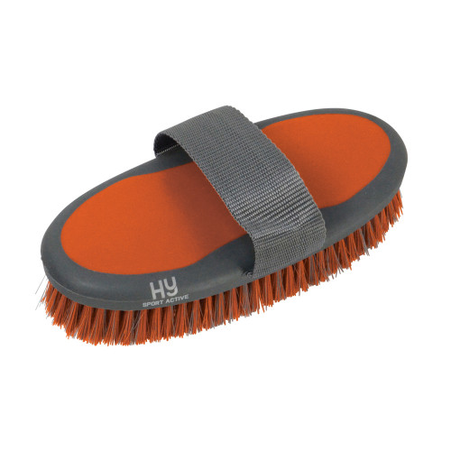 Hy Sport Active Groom Body Brush - Terracotta Orange - 20 x 9.5cm