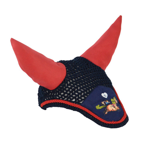 Hy Equestrian Thelwell Collection Fly Veil-Navy/Red-Shetland