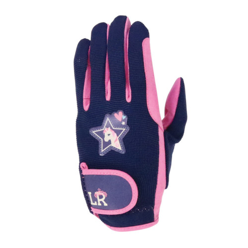 I Love My Pony Collection Gloves by Little Rider - Navy/Pink - Child Medium