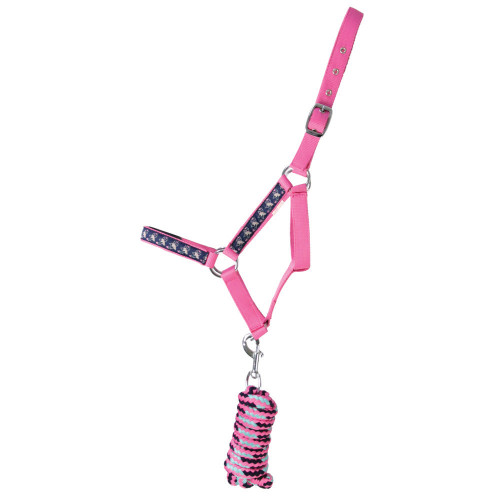 I Love My Pony Collection Head Collar and Lead Rope by Little Rider - Pink/Navy - Small Pony