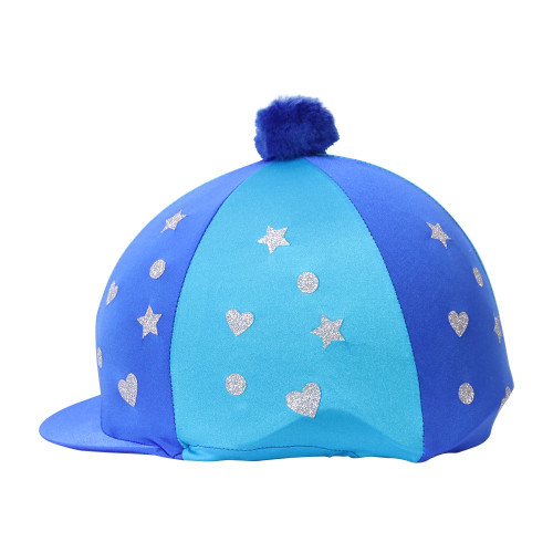 Hy Equestrian Glitter Magic Hat Cover - Royal Blue/Turquoise - 